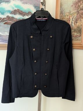 Tommy Hilfiger Navy Blue Military-Style Double-Breasted Jacket